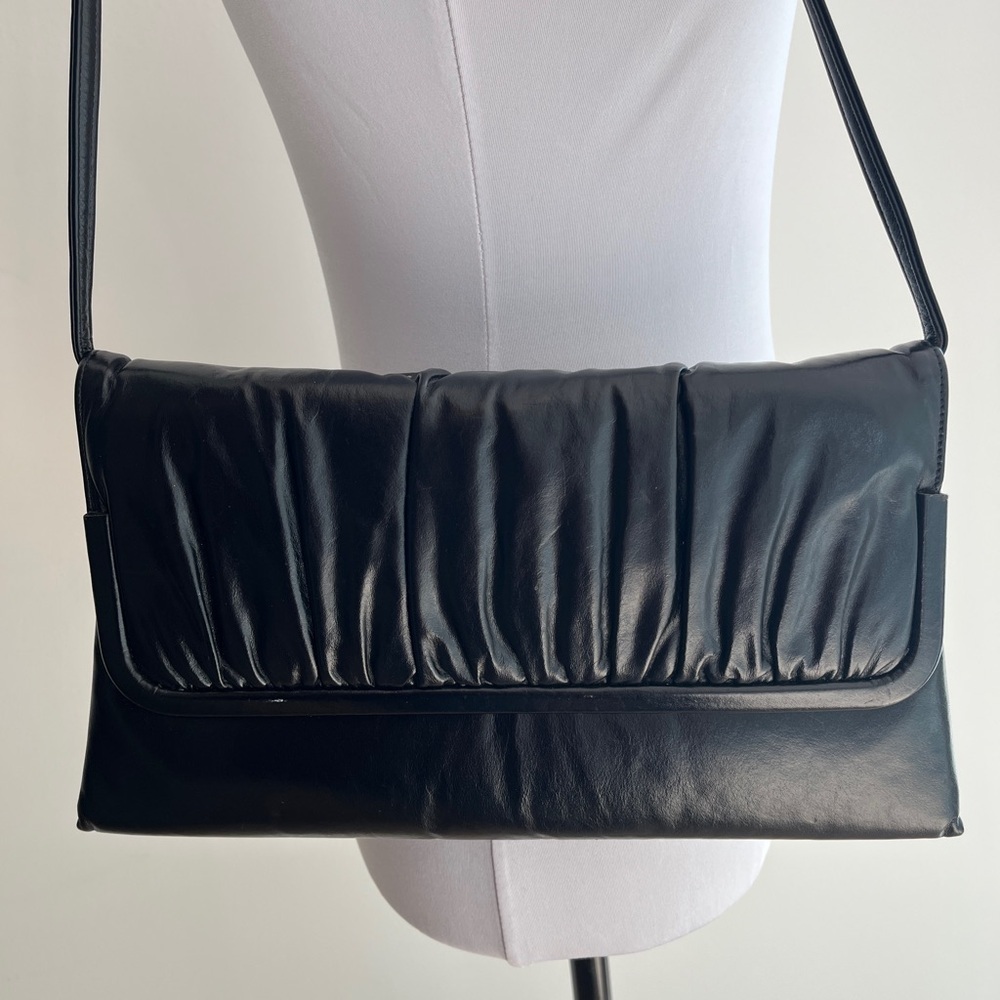 VINTAGE MASTERCRAFT LEATHER Shoulder Bag Convert to Clutch Day to Night Office